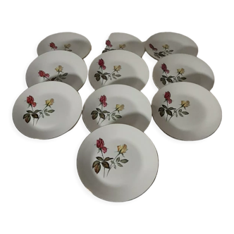 10 assiettes à dessert en faïence Digoin Sarreguemines modèle  Tripoli diam  19 cm