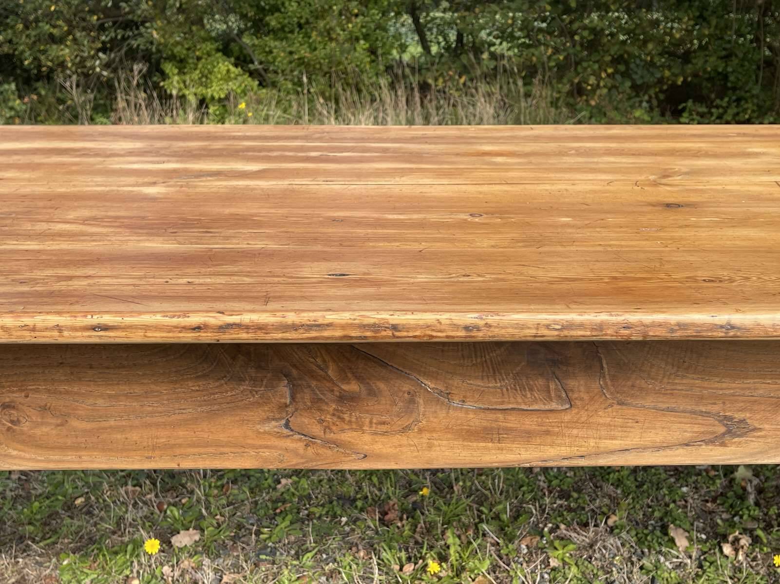 Early 20th century farmhouse table in fir and chestnut