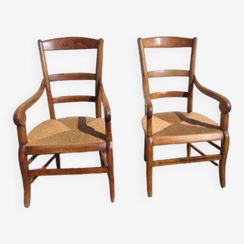 Pair of Louis Philippe armchairs in chestnut