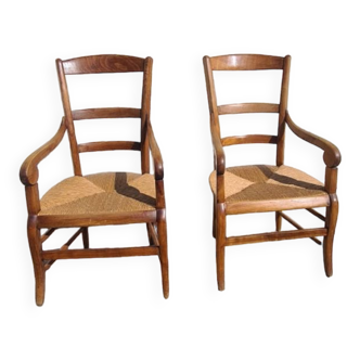 Pair of Louis Philippe armchairs in chestnut