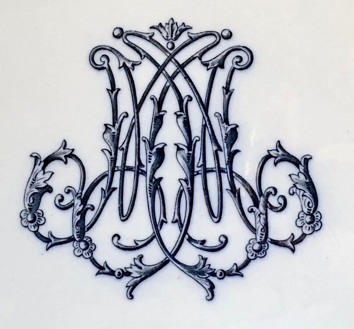 Old large oval dish Brown Westhead Moore & co monogram XIX