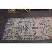1970s Turkish Oushak Handmade Wool Cotton Orange Runner Rug 91x291