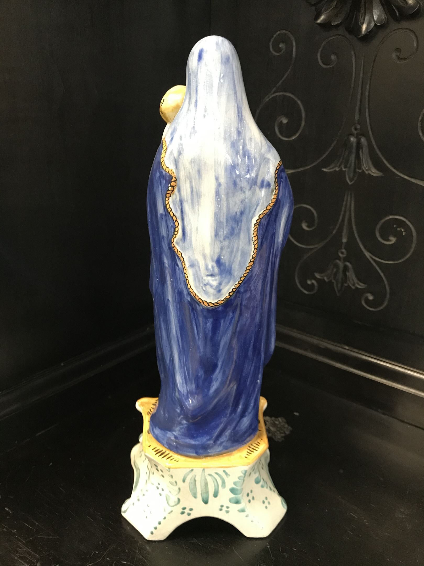 Virgin and child in earthenware of quimper early twentieth century