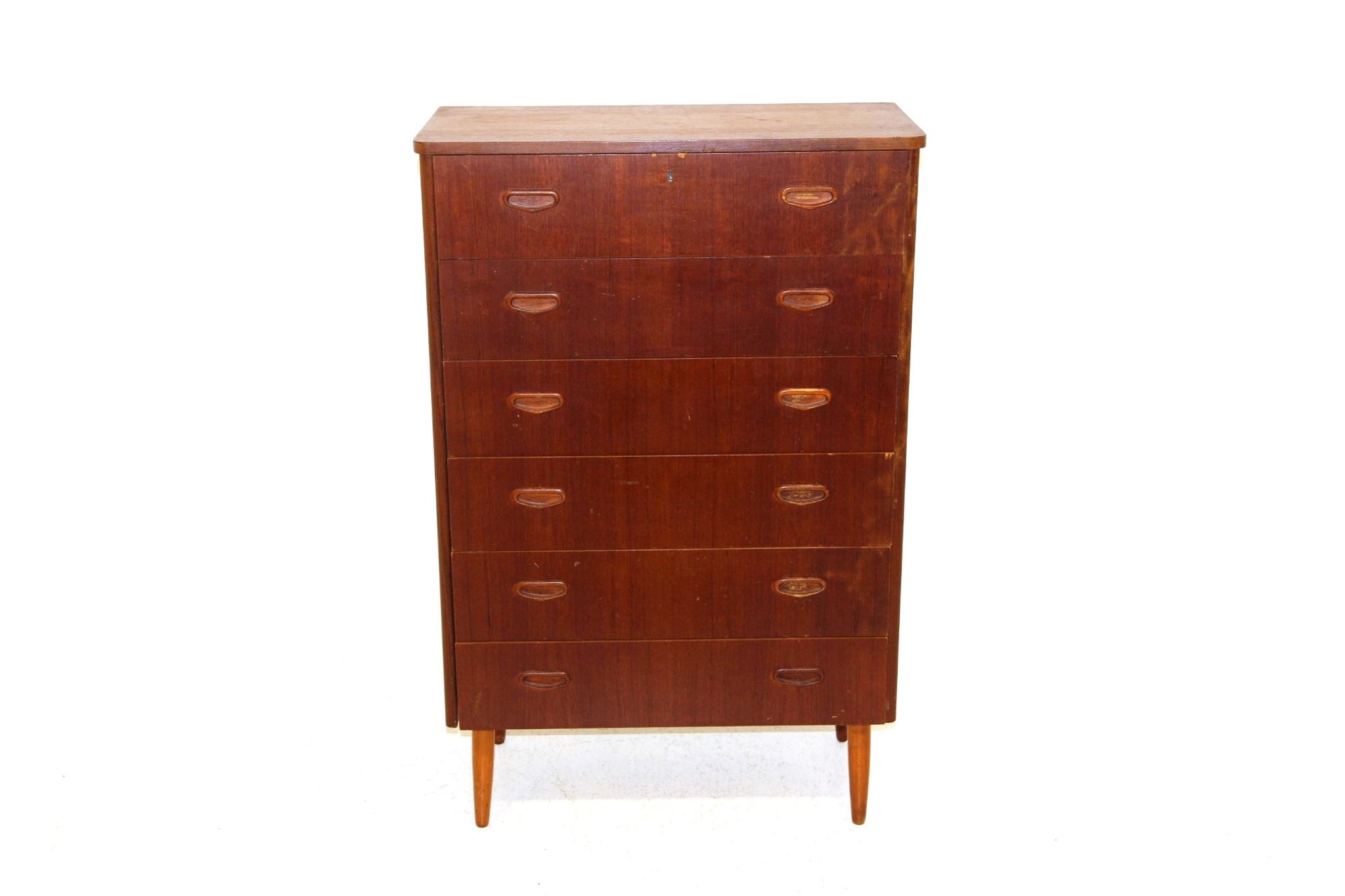 Commode-chiffonnier "Tallboy" en teck, Suède, 1950