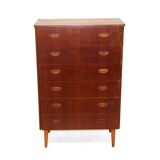 Commode-chiffonnier "Tallboy" en teck, Suède, 1950
