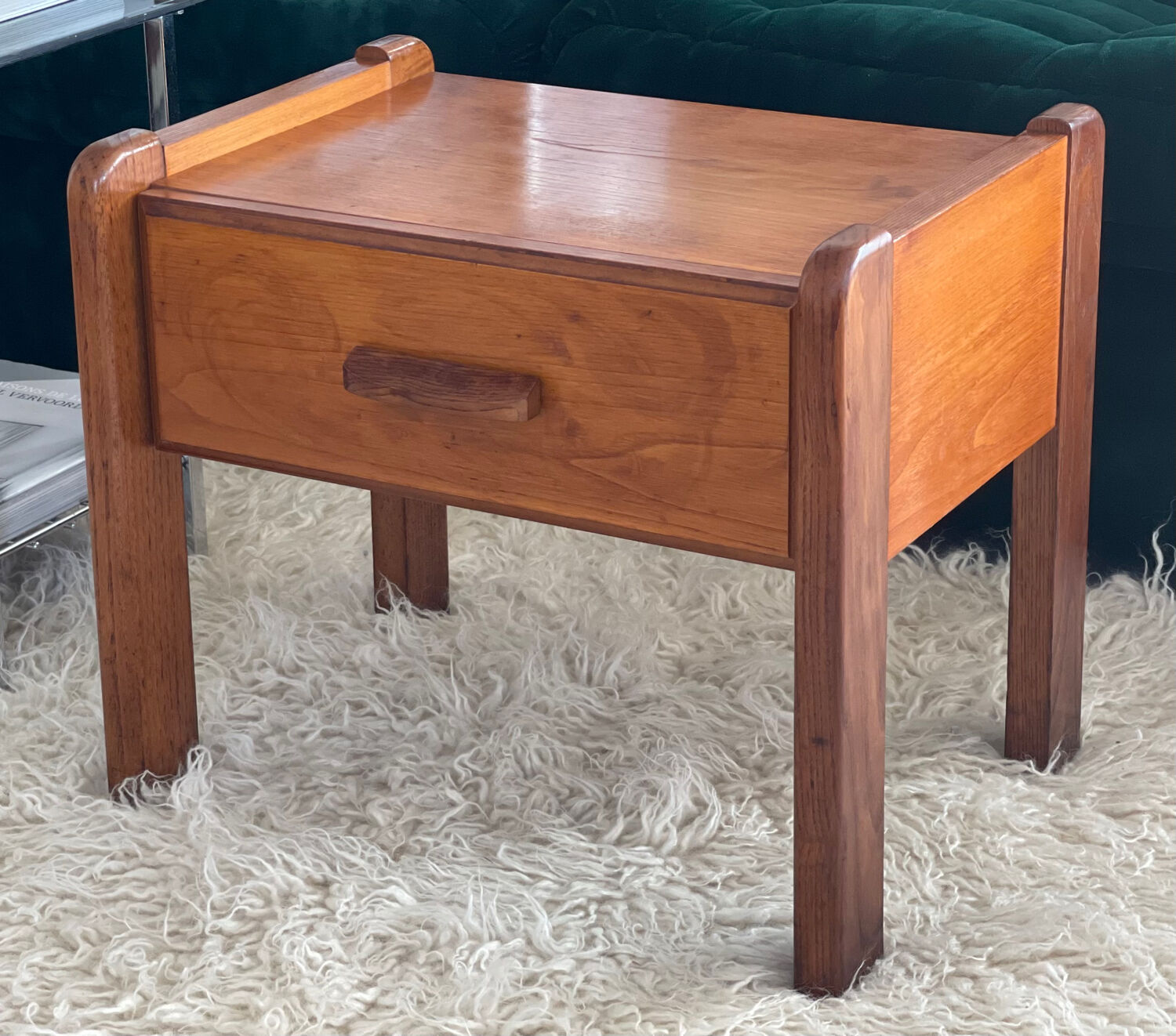 Vintage elm bedside table