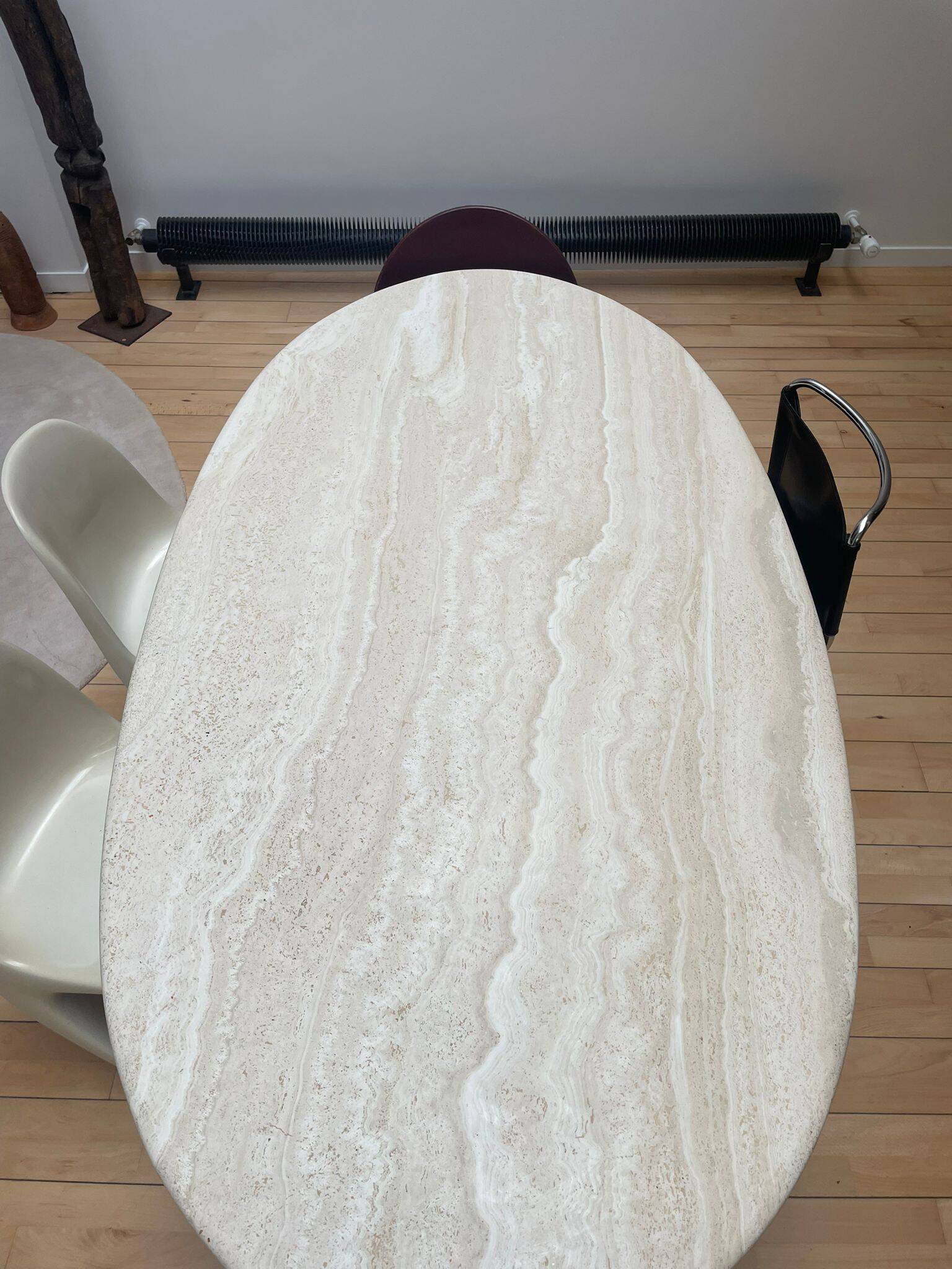 Vintage travertine table, Roche Bobois, France 1970