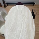 Vintage travertine table, Roche Bobois, France 1970