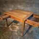 French rural farmhouse table with two drawers, 19th century.