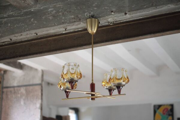 Suspension vintage, suspension verre Oberglass Autriche, Murano style