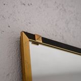 Vintage rectangular mirror with gold and black metal frame