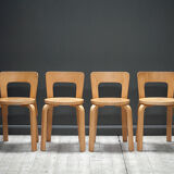 A set of four original model 65 chairs by Alvar Aalto for Artek