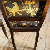 Set de 2 chaises vintage en velours oiseaux 1960-1970, état comme neuf.