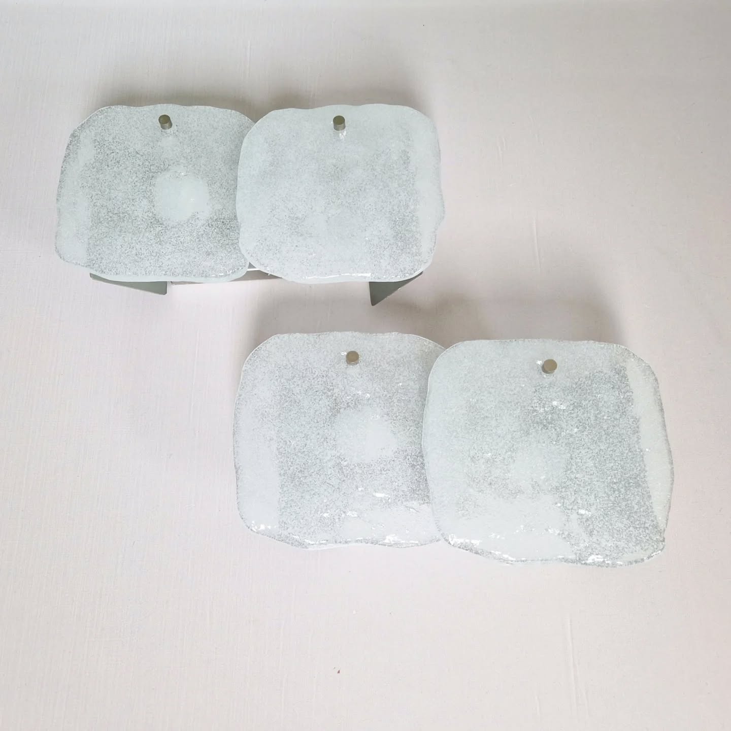Pair of frosted glass wall sconces, Kalmar Francken, 1970