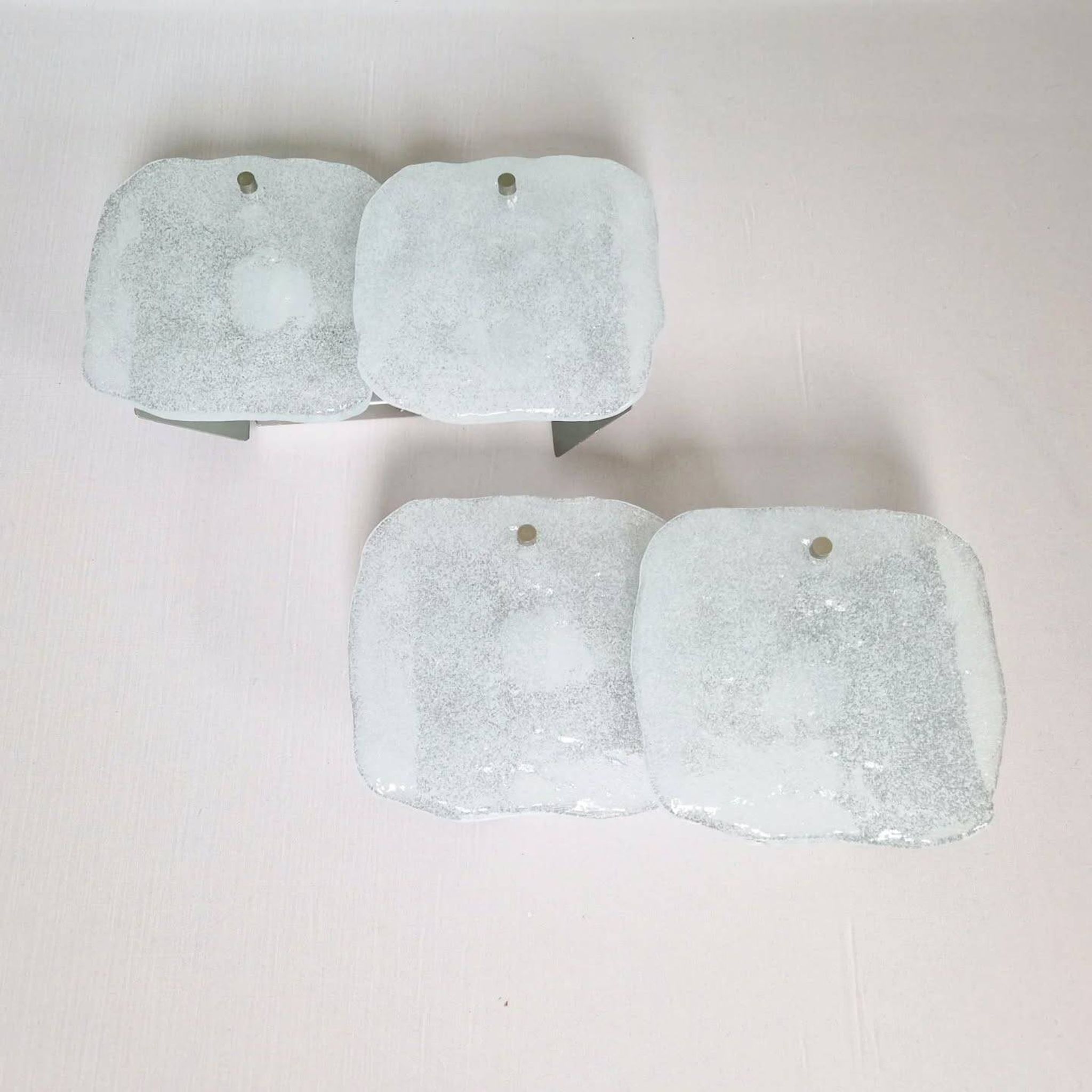 Pair of frosted glass wall sconces, Kalmar Francken, 1970