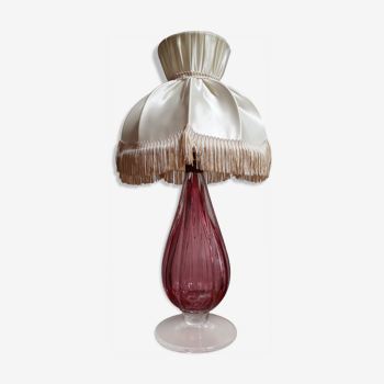 Lampe Murano verre soufflé rose Italie 1950 a 60