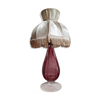 murano lamp glass blown pink Italy 1950 a 60