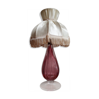 Lampe Murano verre soufflé rose Italie 1950 a 60