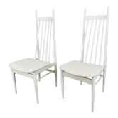 2 chaises scandinaves à barreaux blanches années 60