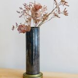 Vase for dried flowers in old brass shell