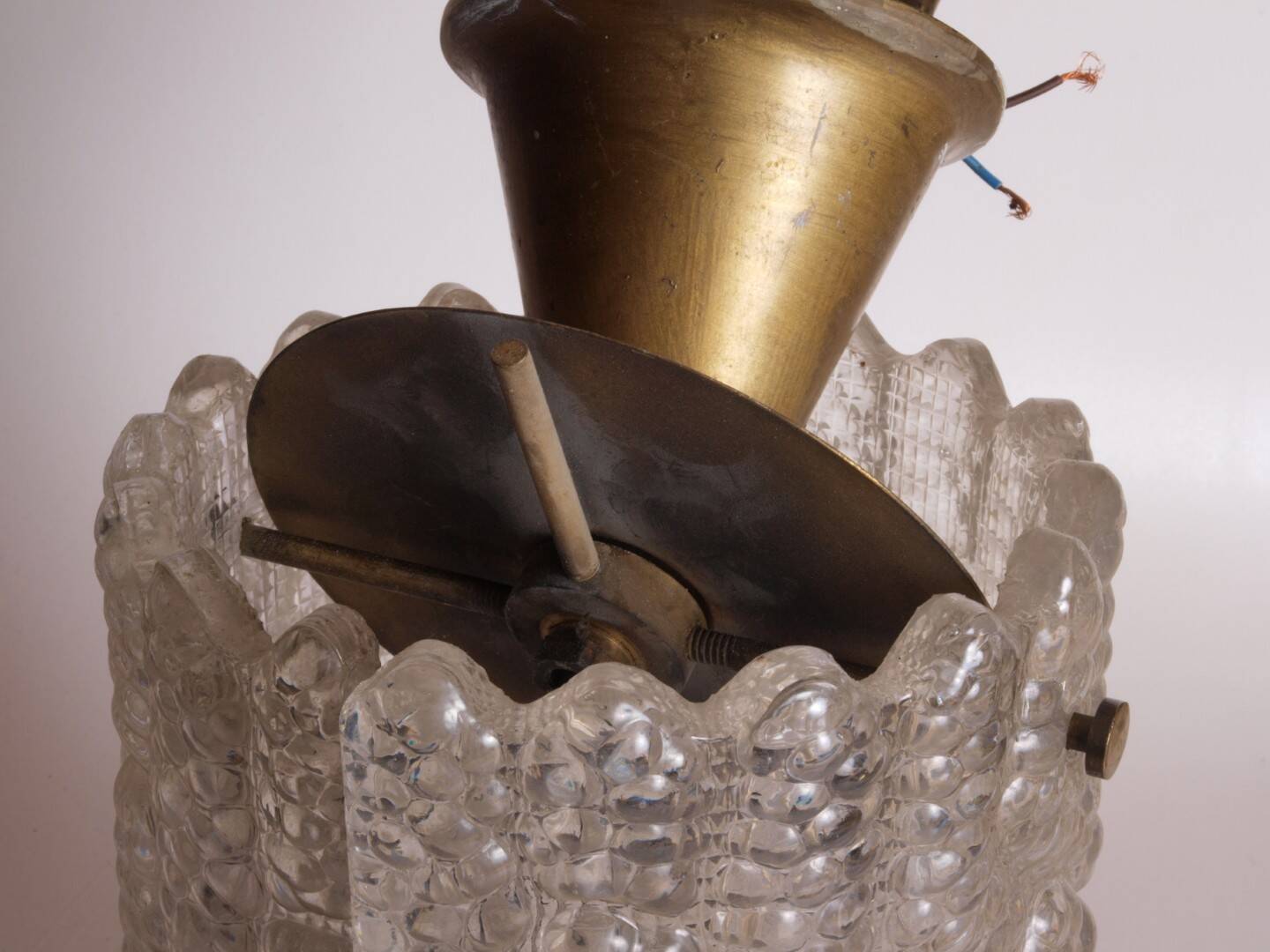 Brass & Glass Ceiling Pendant Light by Carl Fagerlund for Orrefors, 1960s