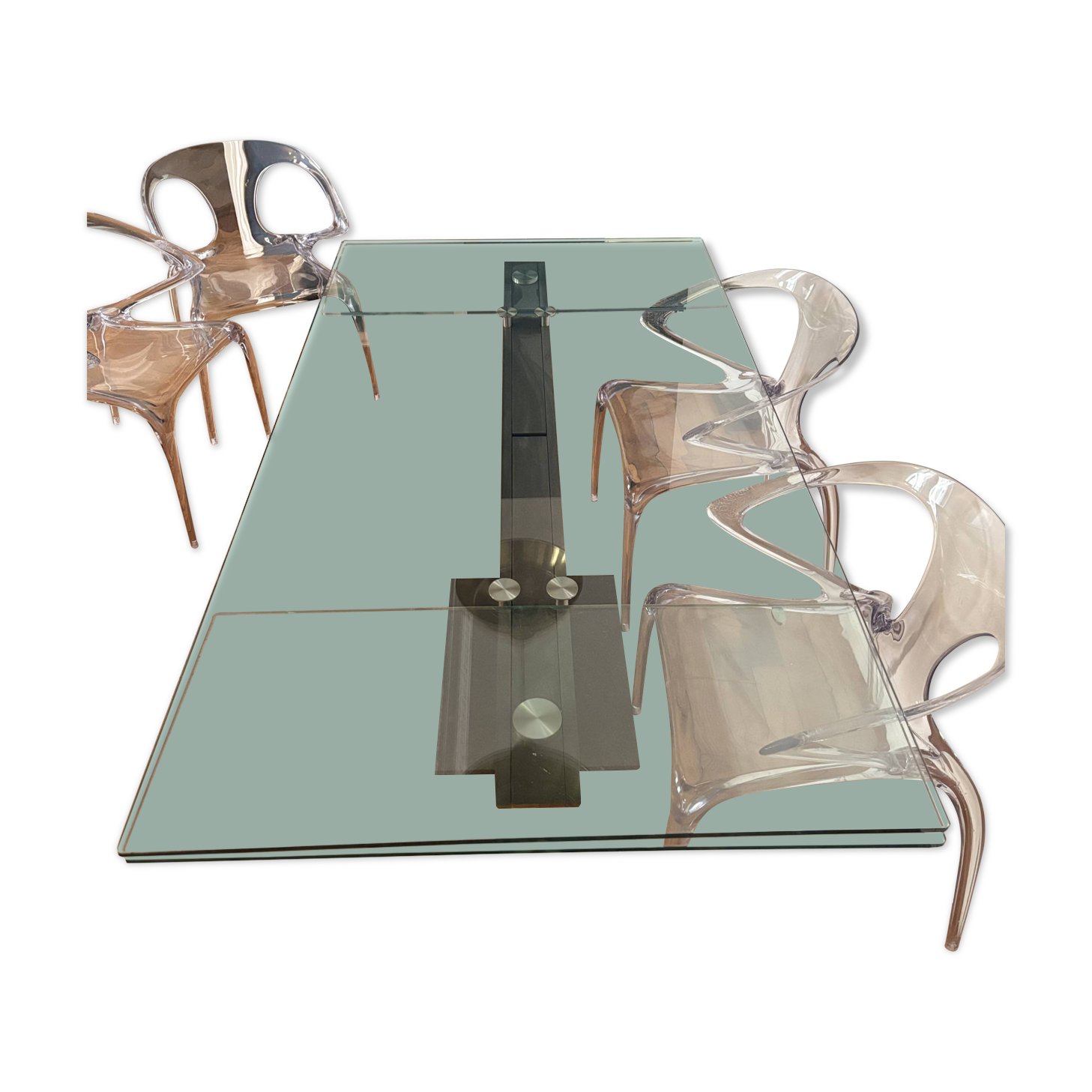 Table de repas roche bobois avec 2 allonges de 40 cm intégrées