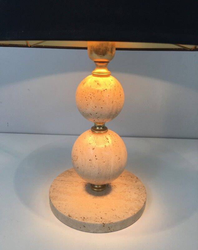 Travertine and brass lamp