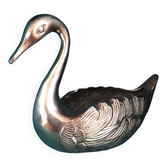 Vintage swan in golden brass