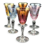 6 verres à liqueurs couleur en cristal