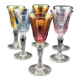 6 crystal coloured liquor glasses