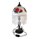 Vintage Tiffany-style fringed lamp with floral globe