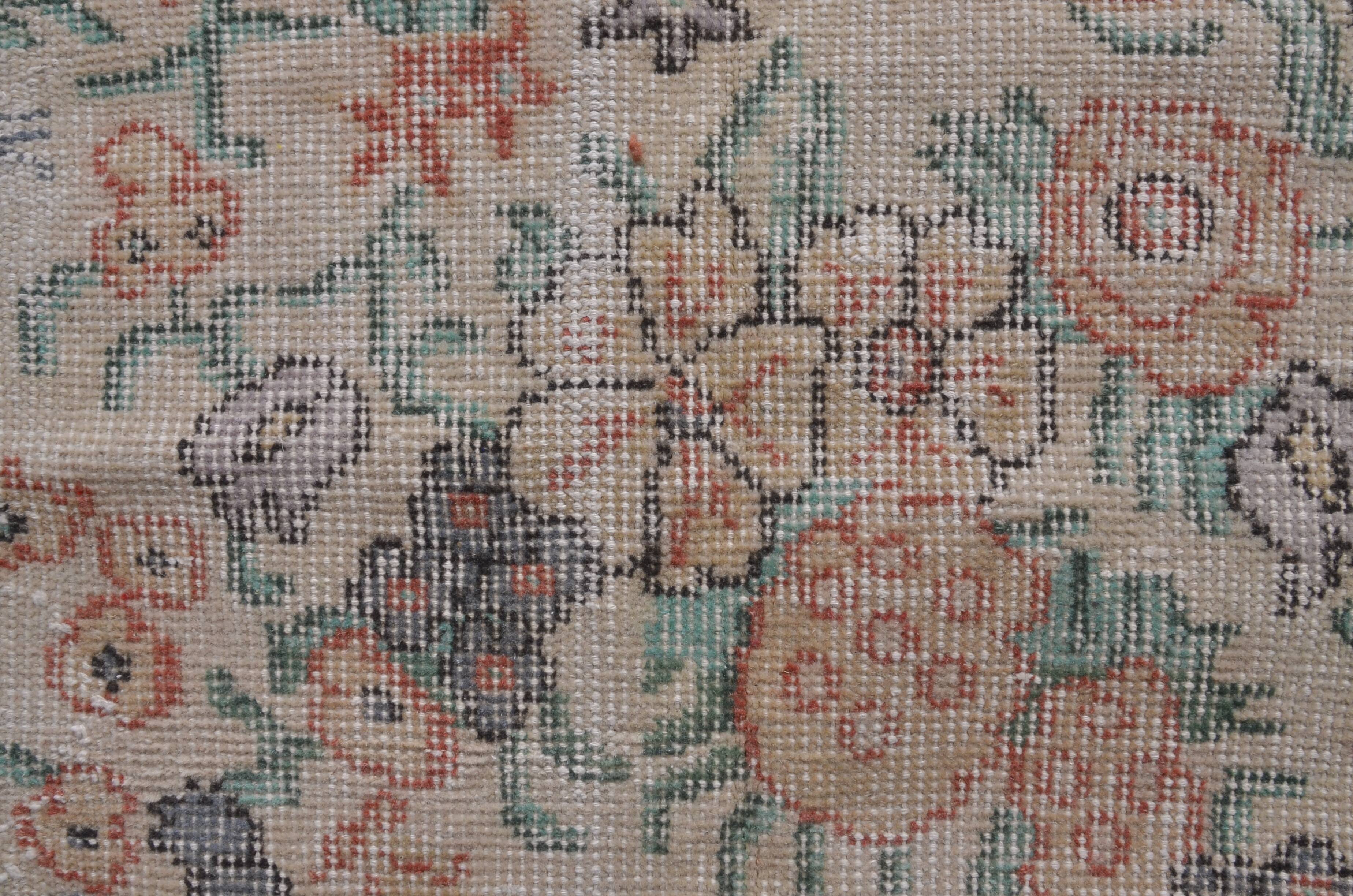 Tapis Oushak noué à la main à motif floral, référence 1268