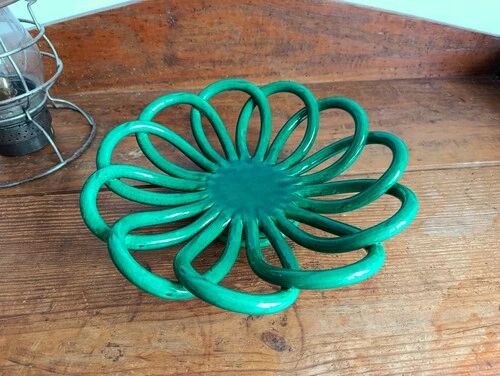 Bowl / Fruit bowl - Accolay ceramic - emerald green - vintage 1960s