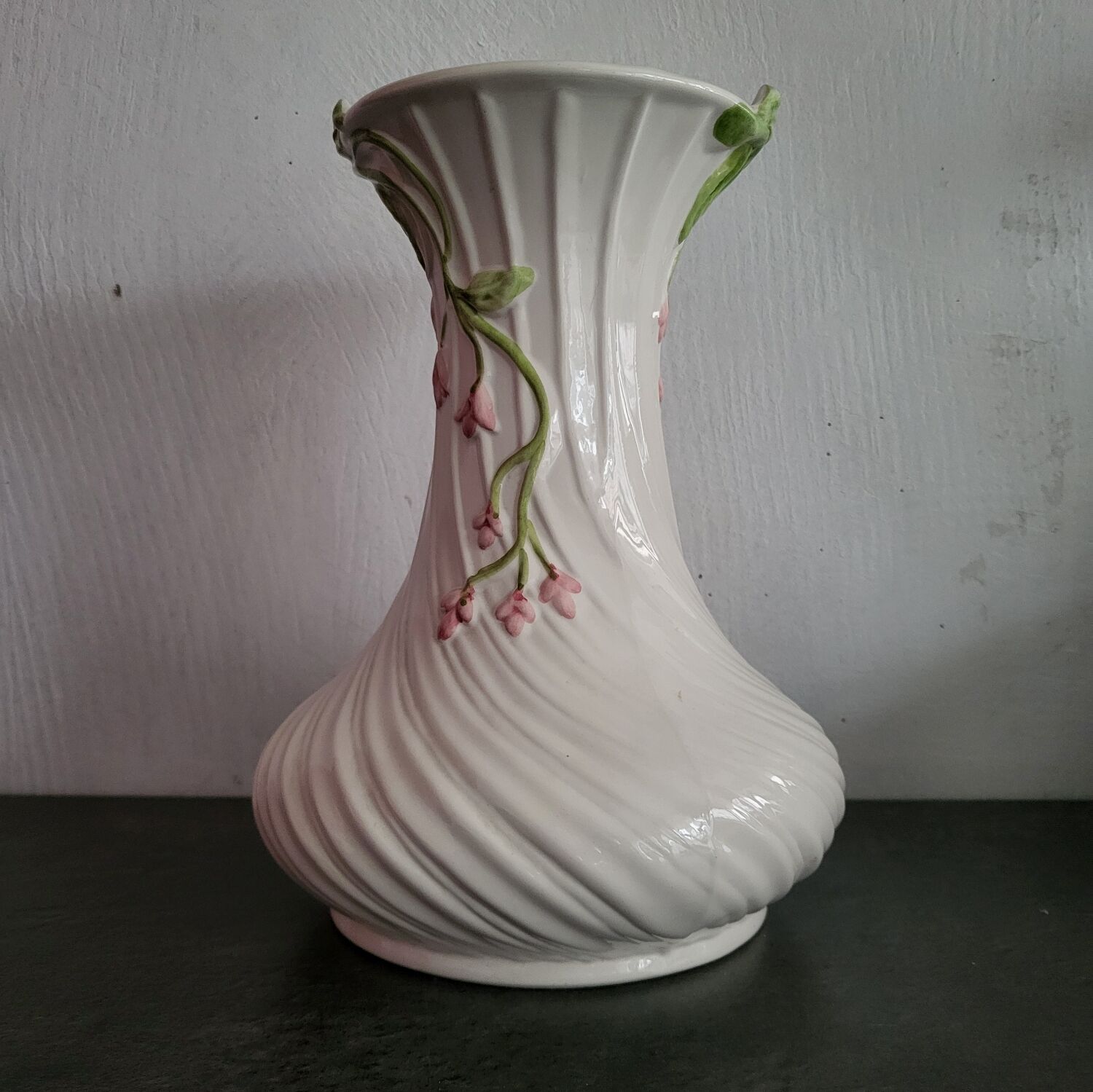 Vintage twisted barbotine vase