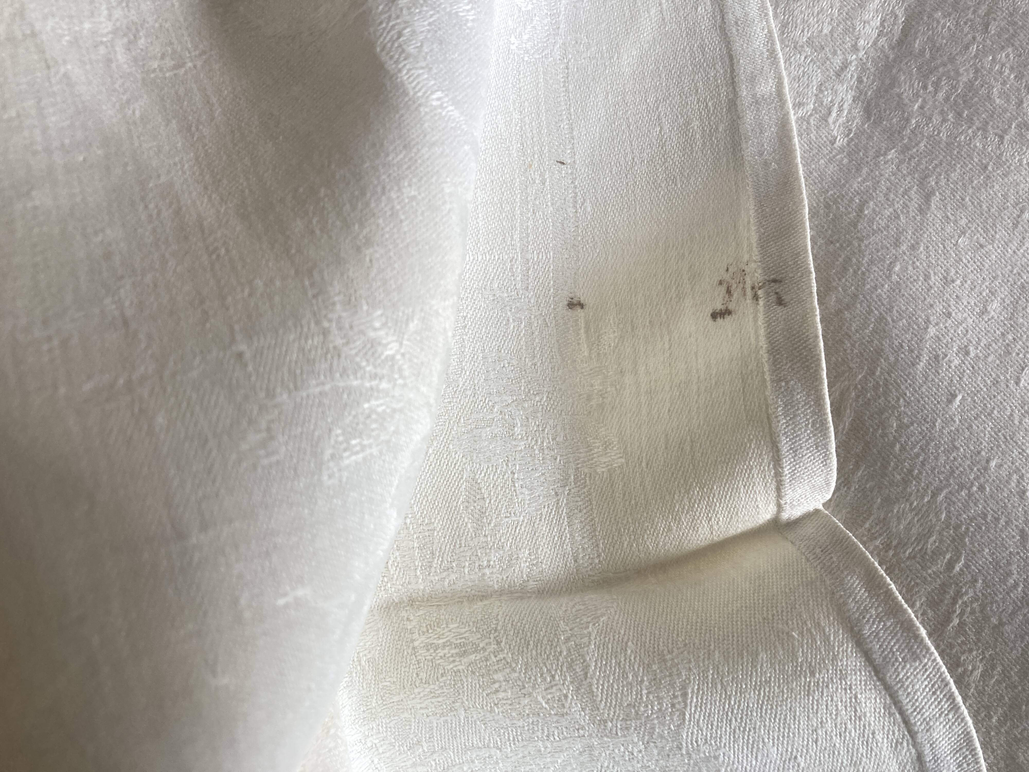 Nappe et 12 serviettes en damas de lin brodé LD 2,40m