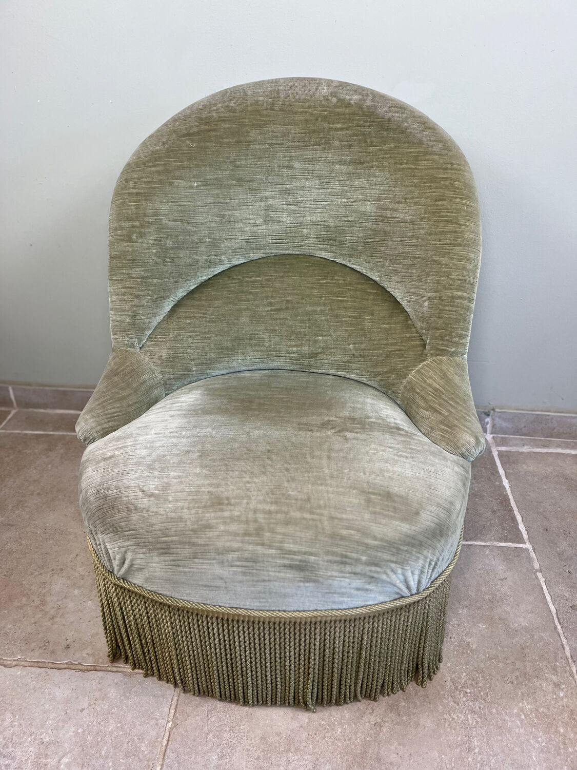 Fauteuil crapaud en velours vert