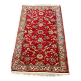 Tapis persan en laine bordeaux fleurs fait main 140x70