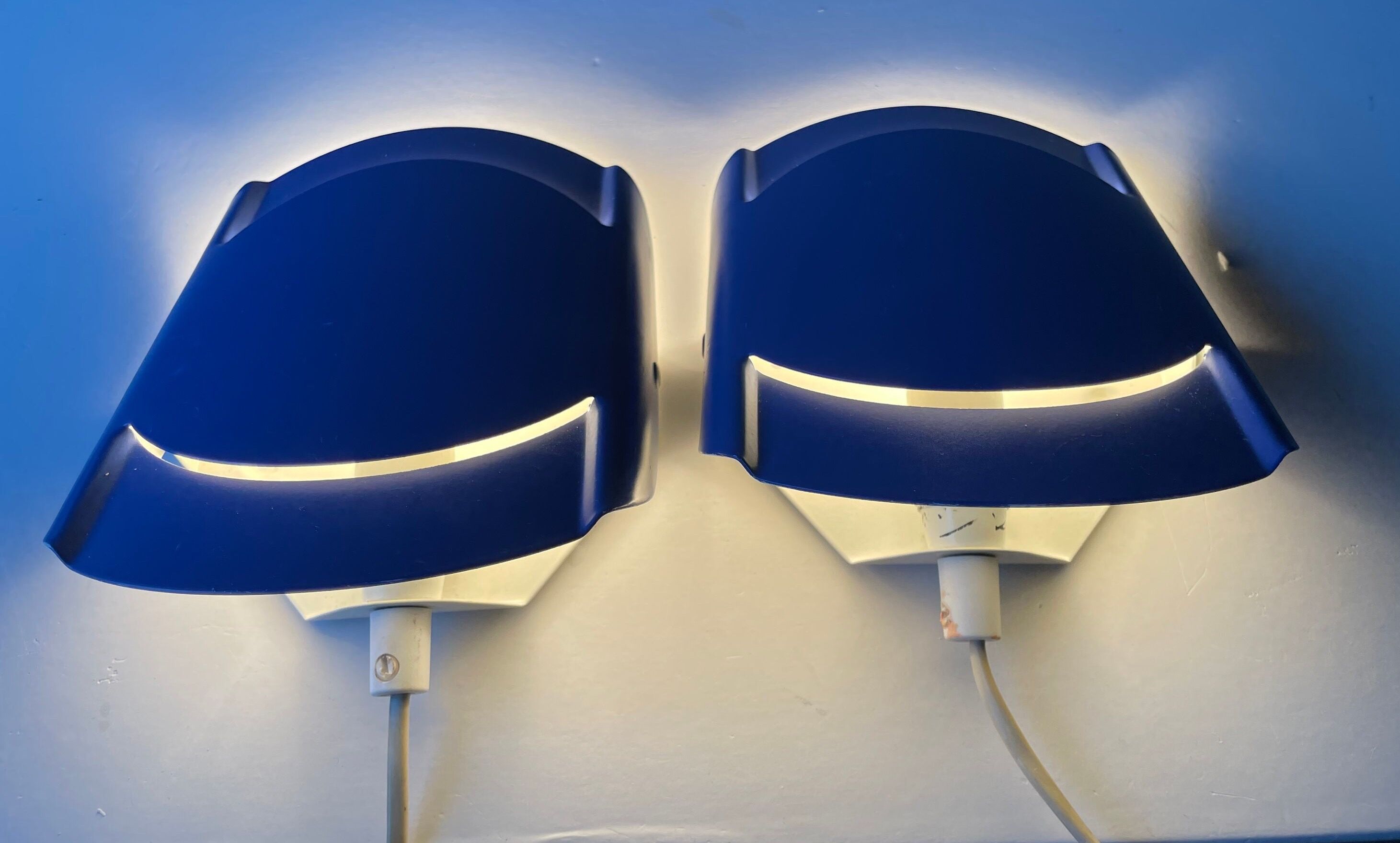 Pair of danish purple vintage wall lamps sconces by Lyfa