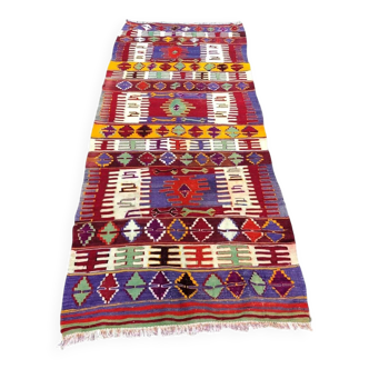 Geometric Handwoven Neutral Kilim Runner