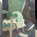 Oil painting on canvas, Shadow of hope, 130x89cm, with frame