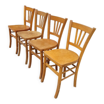 Série de 4 chaises de bistrot restaurant ancienne 1950