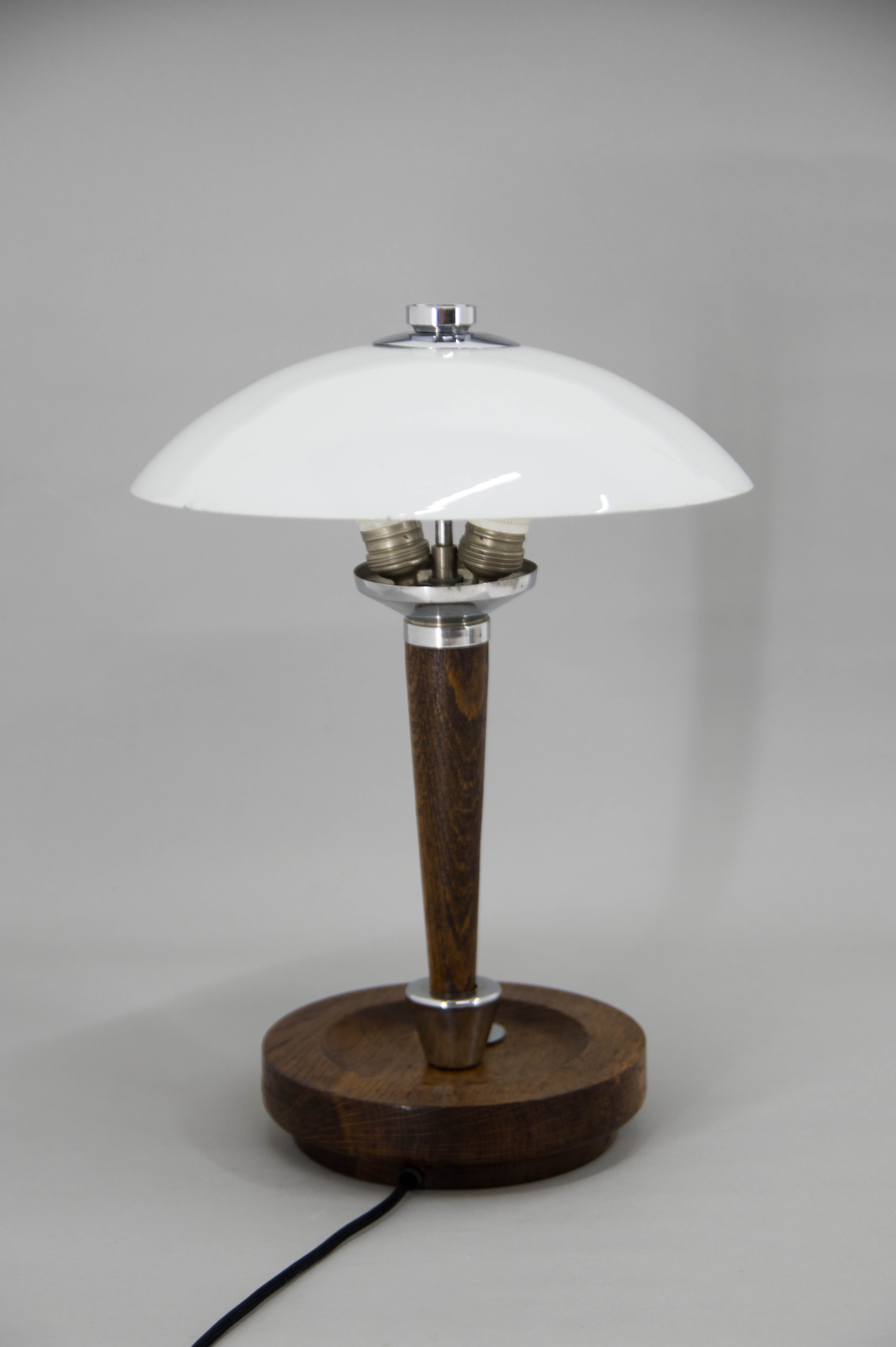 Art deco wood and glass table lamp, 1930s