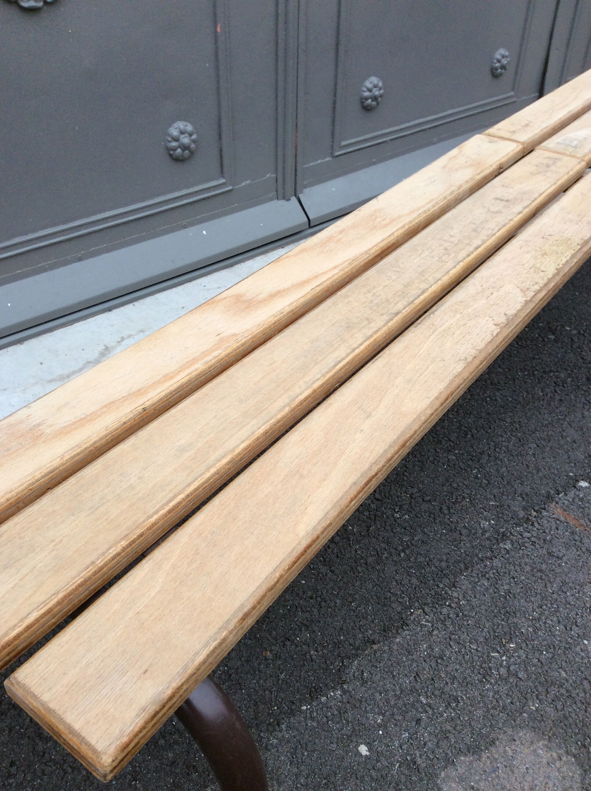 Former vintage mullca school bench. tubular pedestal