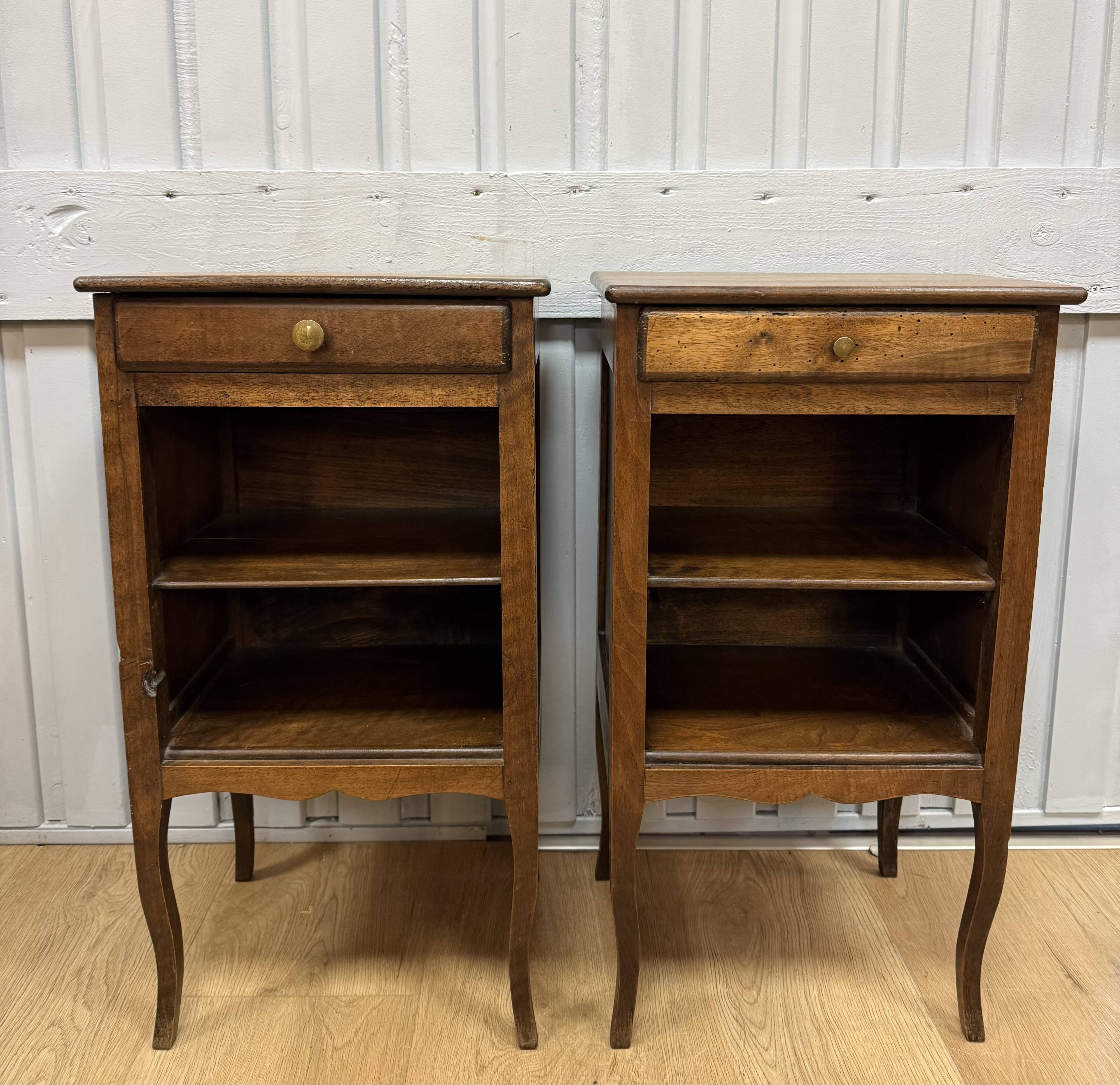 Pair of walnut bedside tables