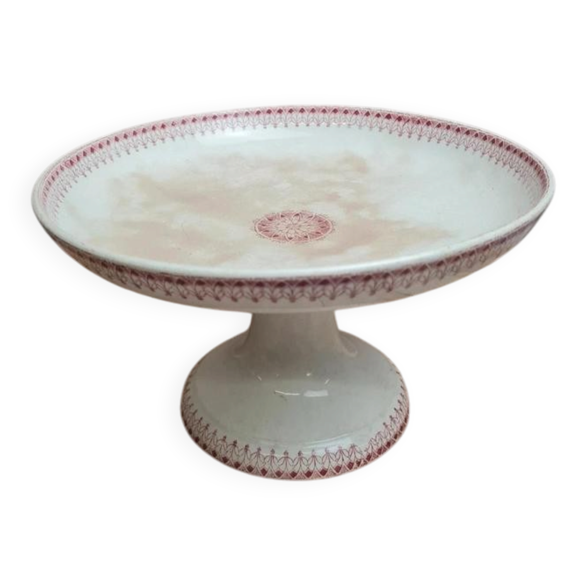 High earthenware compote from Sarreguemines, Ogives model.