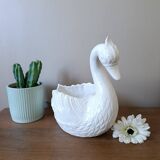 vintage white ceramic swan cache-pot / animal-shaped empty pocket