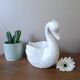 vintage white ceramic swan cache-pot / animal-shaped empty pocket