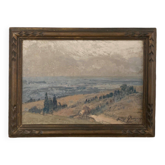 Oil on canvas by Henry Grosjean landscape La Bresse Jura XXe