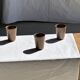 Lot de 5 tasses/mugs vintage en grès émaillé brun miel Grès Village H9 D8