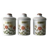 Set of 3 speckled ceramic spice jars with lids - In very good condition